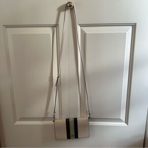 Coach Fold Over Cream and Black Crossbody Bag Varsity Stripe